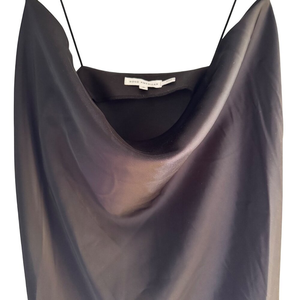 Good American Slip Dress Size 4 Black Cowl Neck Midi Adjustable Straps New Tags - Picture 7 of 10